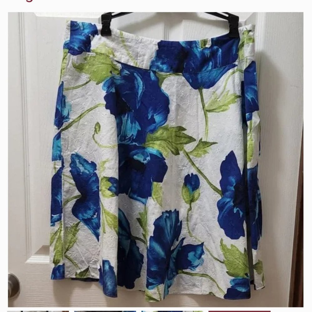SAG HARBOR  FLORAL EYELET SIDE ZIP SZ 18 100% COTTON EUC
